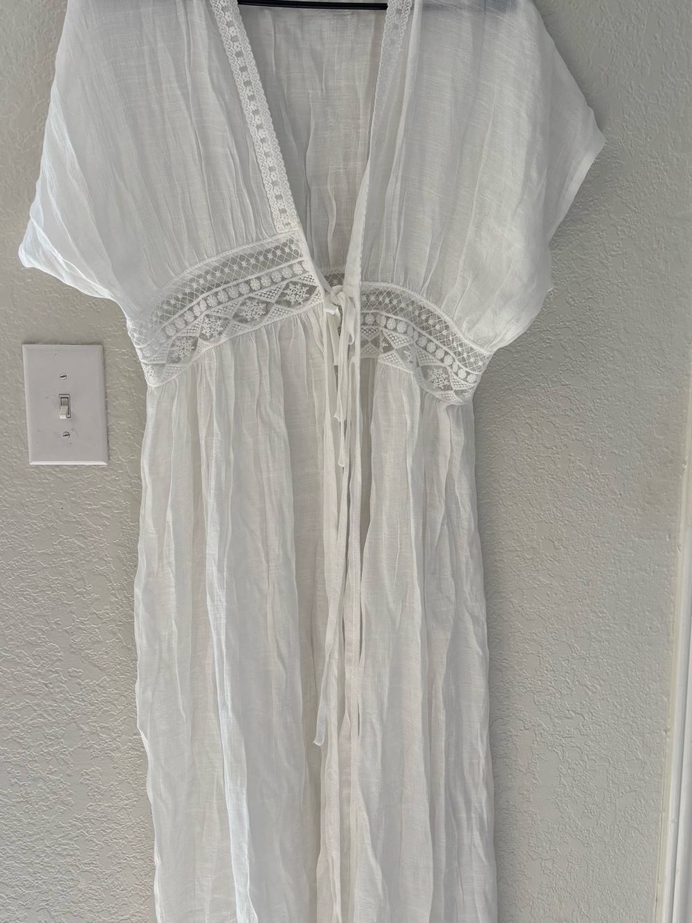 White Lace-Trim Swim Coverup